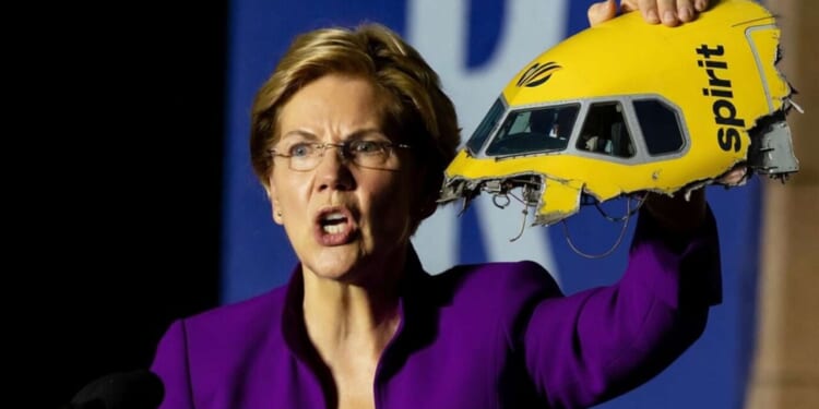 Image for article: Elizabeth Warren Proudly Displays Scalp Of Spirit Airlines
