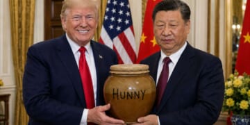 Image for article: Faux Pas: Trump Gifts President Xi With Pot Of Honey From White House Beehive