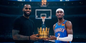Image for article: Tearful LeBron James Hands Over Flopping Crown To Shai Gilgeous-Alexander