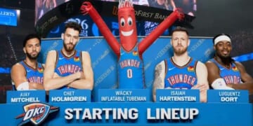 Image for article: To Get Even More Foul Calls, Thunder Sub In Wacky Flailing Inflatable Tube Man