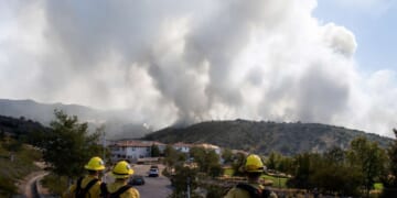 Image for article: White Smoke Rises From Los Angeles, Signaling Karen Bass Is Still Mayor