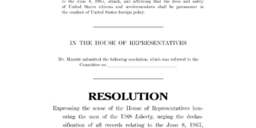 Massie Introduces Resolution to Honor USS Liberty Crew, Declassify All Records.