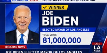 Image for article: After Mail-In Ballots Tallied, Joe Biden Wins LA Mayor Race With 81 Million Votes