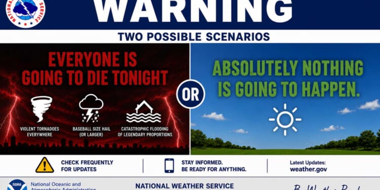 Image for article: National Weather Service Announces Everyone Is Going To Die Tonight Or Absolutely Nothing Is Going To Happen, One Of The Two