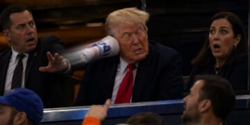 Image for article: Not Again: Trump Struck In The Ear By Shot From T-Shirt Cannon