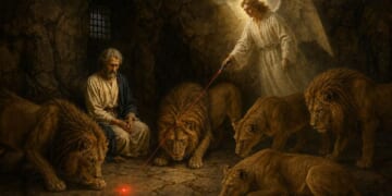 Image for article: Scholars Now Believe The Angel Saved Daniel By Distracting Lions With A Laser Pointer