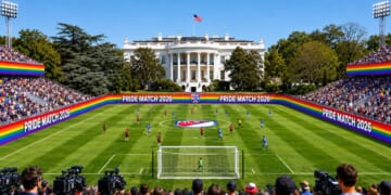 Image for article: Trump Recognizes Pride Month By Hosting Soccer Match On White House Lawn