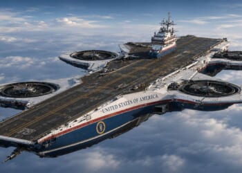 Image for article: Trump Unveils New Air Force One Helicarrier
