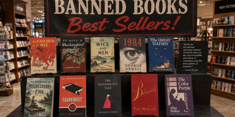 Image for article: Banned Books Table Full Of Bestsellers