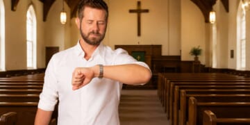Image for article: Dad Whose Wife And Kids Are Away Arrives At Church 3.5 Hours Early