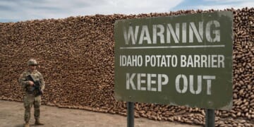 Image for article: Idaho Builds Border Wall Out of Potatoes to Keep Out Californians
