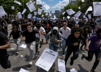 Image for article: Police Instantly Disperse 'Teen Takeover' By Firing Job Applications Into Crowd