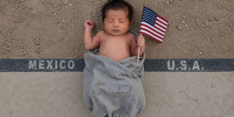 Image for article: Sad: Woman Gives Birth On Border And Now Only Baby's Top Half Is American