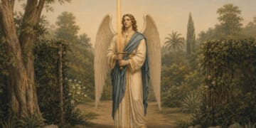 Image for article: Angel Still Guarding Eden With Flaming Sword Wondering If He Can Move Yet