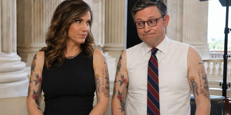 Image for article: Embarrassing Moment As Mike Johnson And Nancy Mace Realize They Got Matching Tattoos