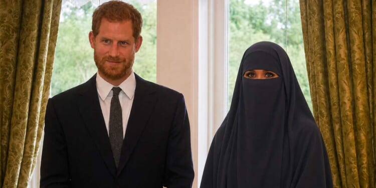 Image for article: England Welcomes Meghan Markle Back With Mandatory Burqa