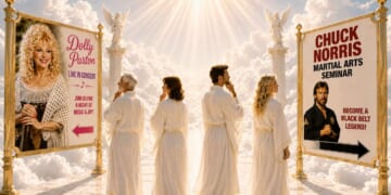 Image for article: Residents Of Heaven Torn Between Attending Chuck Norris's Martial Arts Seminar And Going To Dolly Parton Show
