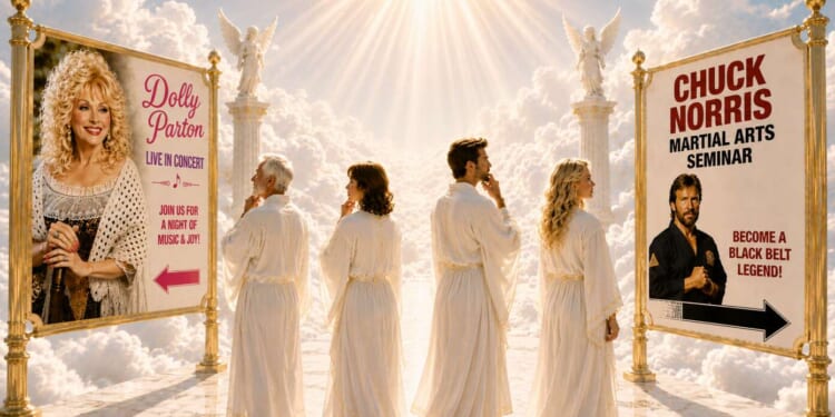 Image for article: Residents Of Heaven Torn Between Attending Chuck Norris's Martial Arts Seminar And Going To Dolly Parton Show