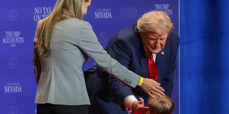 Trump Saves Toddler From Stage Edge, Jokes About Biden