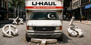 Image for article: ‘C' From ‘Coexist’ Sticker Arrested For Running Over Other Letters With A Truck