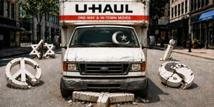 Image for article: ‘C' From ‘Coexist’ Sticker Arrested For Running Over Other Letters With A Truck