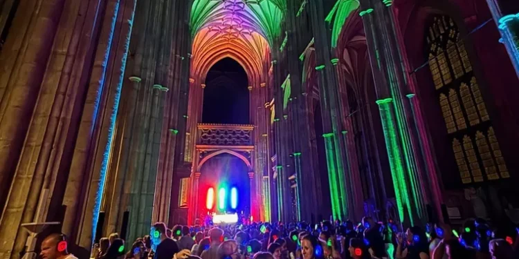 England’s historic cathedrals turn to pop concerts and silent discos