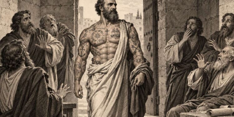 Image for article: Disciples Shocked As Apostle Paul Returns From Prison Tattooed And Totally Ripped