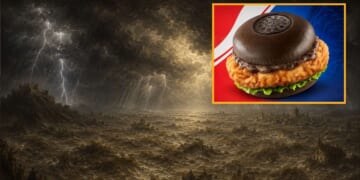 Image for article: God Decides To Flood Earth Again After KFC Releases Oreo Chicken Sandwich