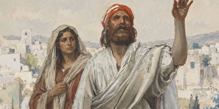 Painting of the prophet Hosea and his wife.