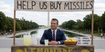 Image for article: Pete Hegseth Sets Up 'Help Us Buy Missiles' Lemonade Stand