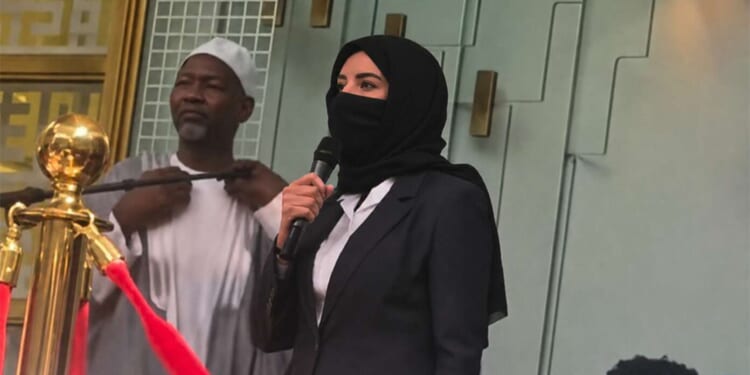 Image for article: Sad: Kathy Hochul Tries To Warn People Republicans Will Take Away Women's Rights, But Her Mouth Is Covered By Hijab