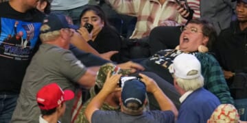 MAGA Goons Assault Female Protester at Campaign Rally in Ohio; Trump Ridicules Her